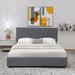 Full Size Upholstered Linen Platform bed with a Hydraulic Storage System, Grey