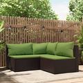Irfora 3 Piece Patio Set with Cushions Brown Poly Rattan