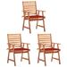 Irfora Patio Dining Chairs 3 pcs with Cushions Solid Acacia Wood