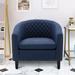 Living Room Barrel Armchair Modern Fabric Accent Chair Tub Barrel Style Lounge Chair with Nailhead and Solid Wood Legs