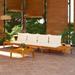 Irfora Patio Benches with White Cushions 2 pcs Acacia Wood