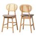 Darrion Mid-Century Modern Fabric and Wood 2-Piece Counter Stool Set