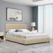 Full Size Upholstered Linen Platform bed with a Hydraulic Storage System, Light Beige
