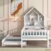 Twin Size House Shaped Headboard with Fence Guardrails and Trundle,White for Bedroom Limited Spaces