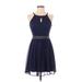 BCX dress Casual Dress - A-Line Keyhole Sleeveless: Blue Print Dresses - Women's Size 5