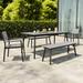 Corrigan Studio® Arjona Rectangular 6 - Person 70" L Outdoor Dining Set Wood/Metal in Brown/Gray | 70 W x 35.4 D in | Wayfair