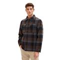 TOM TAILOR Herren 1037332 Karo-Overshirt Jacke mit gestepptem Innenfutter, 32569-brown Black Big Check, XXXL