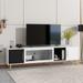 TV Stand with Metal Handles&Legs, Two-tone Media Console for TVs Up to 80", Fluted Glass Door TV Cabinet