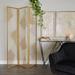 Gold Metal Hinged Foldable Partition 3 Panel Geometric Room Divider Screen