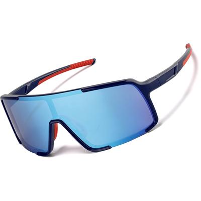 Zenni Sporty Sunglasses Blue With Blue Mirror Plastic Full Rim Frame