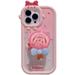 Compatible iPhone 14 3D Phone Case Cute Cartoon Girl Lollipop Cream Phone Case Kawaii Lollipop Phone Stand iPhone 14 Phone Case Pink 6.1 inch Phone Case