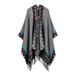 Htovila Boho Women Knitted Shawl Poncho Faux Cashmere Geometric Pattern Tassel Oversized Warm Long
