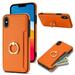 Allytech Wallet Case for Apple iPhone XS/ X 5.8 With Ring Holder Cash Pocket Kickstand Shockproof Slim Shell PU Leather TPU Back Cover Wallet Phone Case for Apple iPhone XS / X - Orange