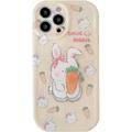 Yellow Bunny Phone Case Compatible with iPhone 14 Plus Cute 3D Korea Lovely Rabbit Carrot Cartoon Case with Rabbit Hold Stand for Women Girls