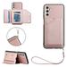 Wallet Phone Case for Samsung Galaxy A13 5G 6.5 inch Stylish Luxury PU Leather Shockproof Flip Back Card Slots Holder with Detachable Lanyard Strap Cover.For Samsung Galaxy A13 5G Rosegold