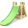 Rebo® Free Standing Garden Wave Slide with Wooden Platform - 4FT (120cm) Slide Light Green | OutdoorToys | Garden Slide Children | Kids Garden Furniture | Garden Toys | Slides for Kids