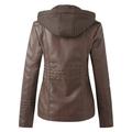 Durtebeua Women s Leather Jackets Slim Leather Stand Collar Zip Motorcycle Suit Belt Coat Jacket Tops