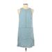 Thread and Supply Casual Dress - Mini Crew Neck Sleeveless: Blue Solid Dresses - Women's Size Small