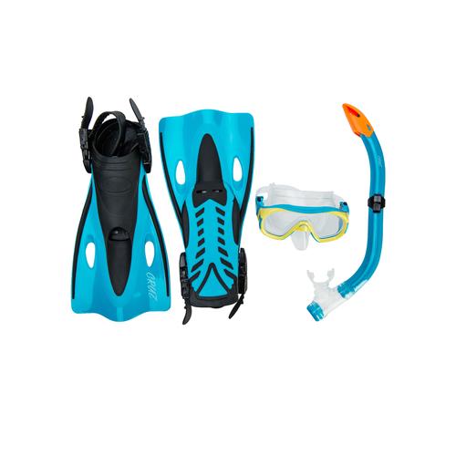 „Taucherbrille CRUZ „“Cebu““ Sportbrillen Gr. S-M, schwarz (schwarz, blau) Taucherbrillen mit Flossen, Schnorchel und Taucherbrille“