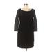 Banana Republic Casual Dress - Sheath Scoop Neck 3/4 sleeves: Black Print Dresses - Women's Size 6 Petite