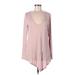 Express Long Sleeve Blouse: Pink Print Tops - Women's Size Medium