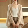 All-Season Pure Wool Knitted Shawl Women's Casual Cashmere Scarf White Sweater Women's Folded Wear