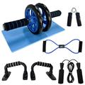 VIP 5 in 1 Bauchmuskel-Übungsroller-Set mit Liegestützstange, Gleitscheiben, Springseil & Knieschoner, Krafttraining, Workout, Fitnessgeräte für Zuhause & Fitnessstudio, Bauchmuskeltrainer