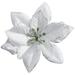 12 Pack Large Christmas Glitter Silver Poinsettia Artificial Silk Flowers Picks Christmas Tree - Silvery