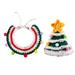 2pcs green dog Santa hat strap bib set pet Christmas costume set pet Santa hat bib bow tie stocking set - S