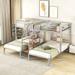 Metal Triple Bunk Bed with Storage Shelves Staircase, Twin over Twin & Twin Size Beds