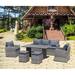 Outdoor Patio PE Wicker Rattan Sectional Sofa Set with Thickened Cushions and Polywood Table