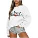 SOOMLON Halloween Clothes for Women Women Halloween Pumpkin Shirts Funny Graphic Long Sleeve Fall Sweatshirts Long Sleeve Round Neck Halloween Pumpkin Fall Clothes White XXL