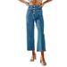 QUYUON Jogger Pants for Women Wide Leg High Waisted Stretchy Straight Leg Buttons Loose Denim Pants with Pocket Football Pants Long Pant Leg Length Jegging Pant Style N-6448 Sky Blue XXL