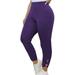 QUYUON Football Pants Solid Color Low Waisted Casual Leggings with Hollow Out Yoga Fitness Pants and Elastic Pants Women Work Pants Full Pant Leg Length Trousers Pant Style N-5971 Purple 3XL