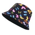ManxiVoo hats Unisex Print Double Side Wear Reversible Bucket Hat Trendy Cotton Twill Canvas Sun Fishing Hat Fashion Cap sun hats for women Black