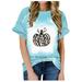 SOOMLON Women Halloween Costumes Halloween Sweatshirts for Women Pumpkin Skeleton Sweatshirt Spooky Season Shirt Fall Pullover Top Short Sleeve Round Neck Pumpkin Top Halloween Print Top Blue S