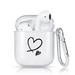 Newseego Compatible with Airpods 1&2 Case [Fashion Cute Love Heart Design] Clear Soft TPU Cover with Silver Carabiner Shockproof Protective Headphones Case for Man Women-Black Love Heart