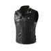 Wyongtao Men s Leather Motorcycle Vest Vintage Riding Biker Faux Leather Vests with Pockets Black S