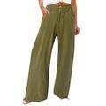 QUYUON Cargo Pants for Women Women Casual High Waist Loose Pocket Straight Buttons Long Pants Motorcycle Pants Full Pant Leg Length Track Pants Pant Style N-4799 Army Green XXL