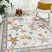 Star Gazer Geometric Machine-Washable Ivory/Blue/Orange 5 ft. x 8 ft. Area Rug