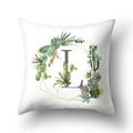 Green Succulent Flowers English Alphabet Home Soft Cushion Cover