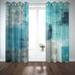 TOMWISH Turquoise Window Curtain Panels Grommet Blackout Curtains Turquoise Grey Abstract Art Painti