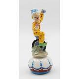 HetayC Fine Porcelain Clown Riding Wheel Musical Box Figurine (Music Tune: It s a Small World) 8-5/8 H