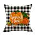 Thanksgiving Linen Pillowcase with Plaid Printed Car Sofa Pillowcase Bedside Backrest Pillowcase