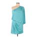 Jessica Simpson Cocktail Dress - Shift Cowl Neck 3/4 sleeves: Blue Print Dresses - Women's Size 6