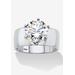 Women's 4 Tcw Round Cubic Zirconia Solitaire Ring In .925 Sterling Silver by PalmBeach Jewelry in Silver (Size 8)
