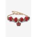 Women's Goldtone Antiqued Charm Bracelet (10Mm), Round Simulated Birthstone 8 Inches by PalmBeach Jewelry in July