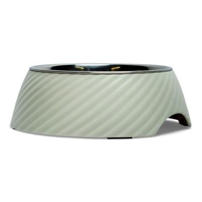 Twill Round Melamine Stainless Steel Dog Bowl by JoJo Modern Pets in White Swan 24 Oz