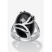 Women's Oval-Shaped Onyx & Crystal Accent Cocktail Ring In Platinum-Plated by PalmBeach Jewelry in Black (Size 6)