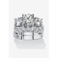 Women's 2 Piece 5.66 Tcw Cz Bridal Ring Set In Platinum-Plated Sterling Silver by PalmBeach Jewelry in Platinum (Size 7)